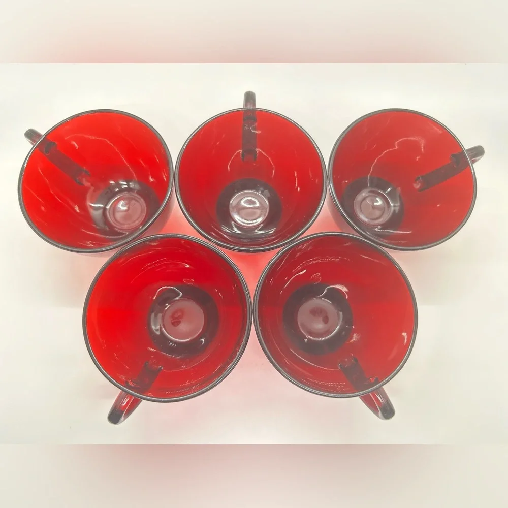 VTG Ruby Red Depression Glass Coffee Tea Cups